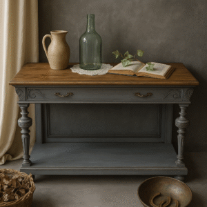 Aparador clásico en gris restaurado, estilo vintage, exclusivo de Lorestaura.