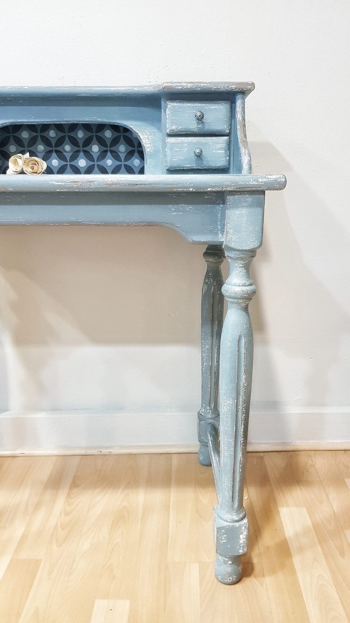 Escritorio tocador vintage azul shabby chic restaurado