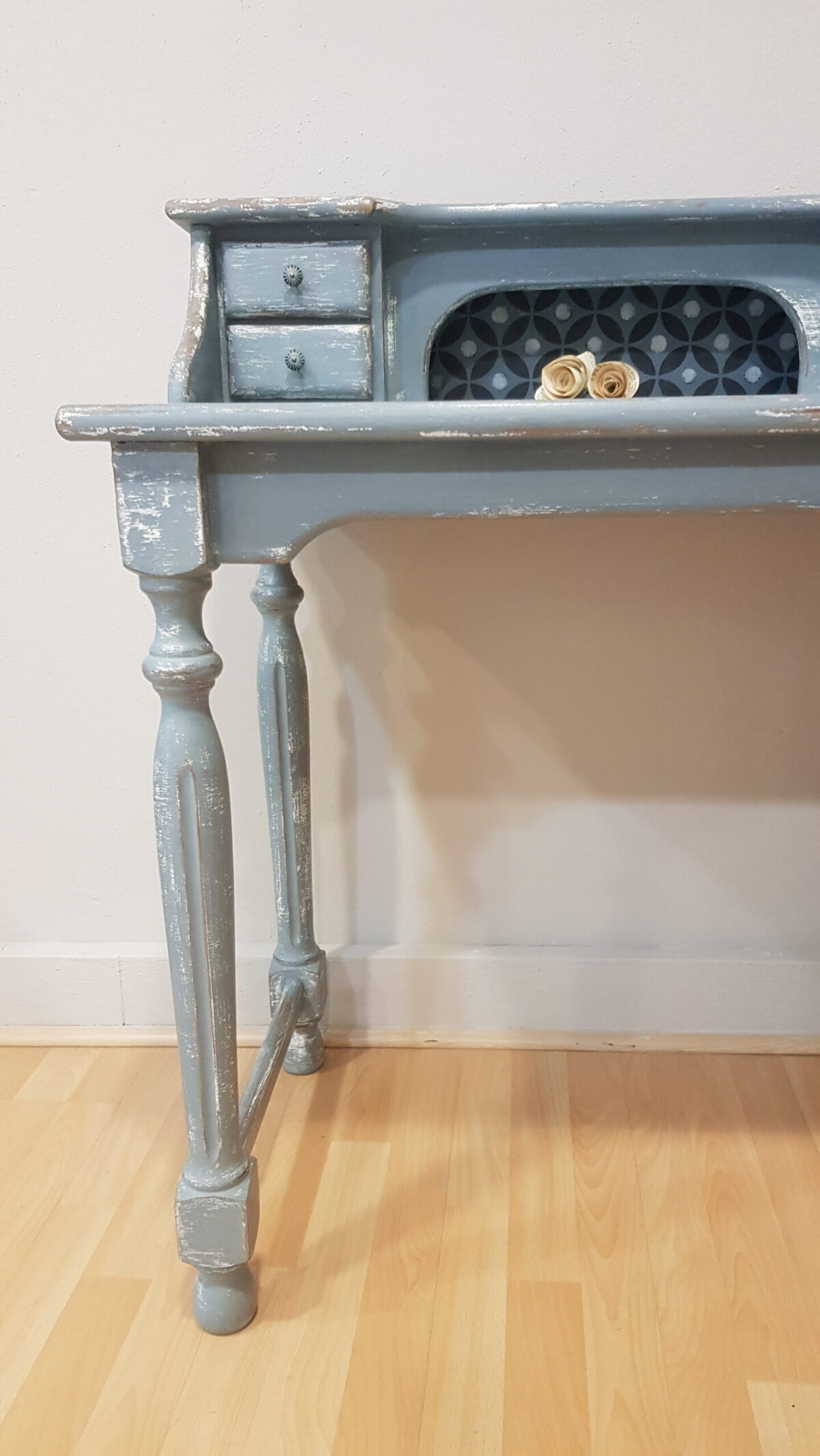 Escritorio tocador vintage azul shabby chic restaurado