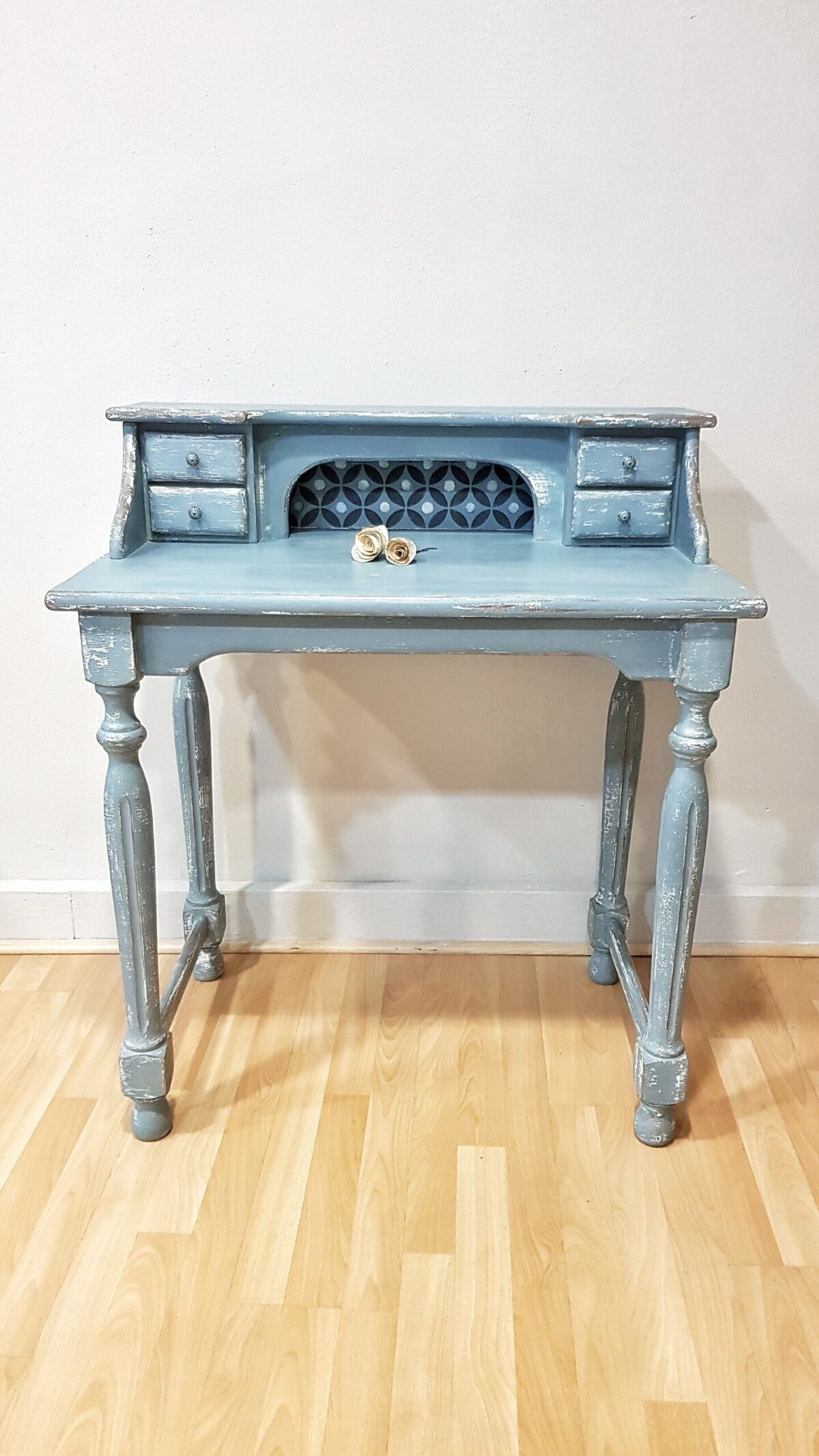 Escritorio tocador vintage azul shabby chic restaurado