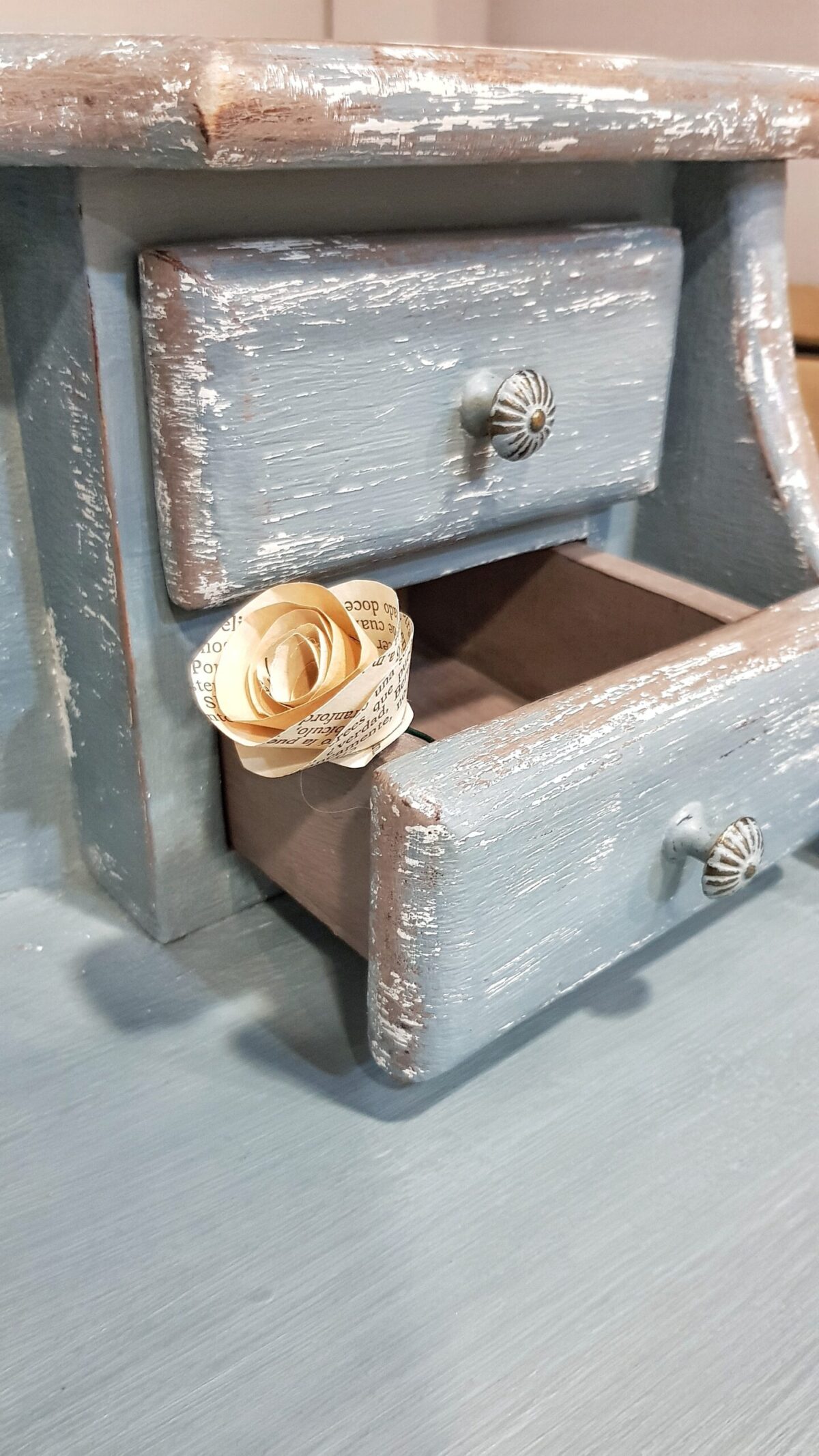 Escritorio tocador vintage azul shabby chic restaurado